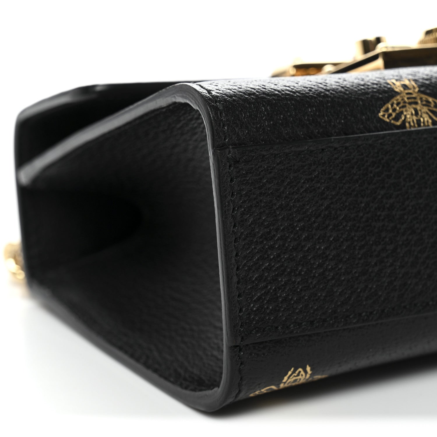 Gucci Grained Calfskin Bee Star Small Padlock Shoulder Bag Black 9 of 13