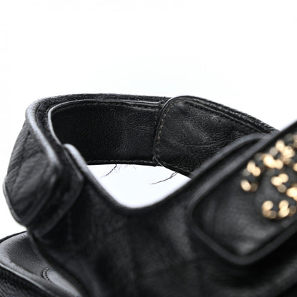 Chanel Grained Calfskin Velcro Dad Sandals 38.5 Black 9 of 9