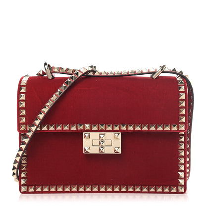 Valentino Garavani Velvet Small Rockstud No Limit Shoulder Bag Red 1 of 6
