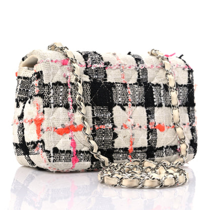 Chanel Tweed Quilted Mini Rectangular Flap Black White Pink 3 of 19