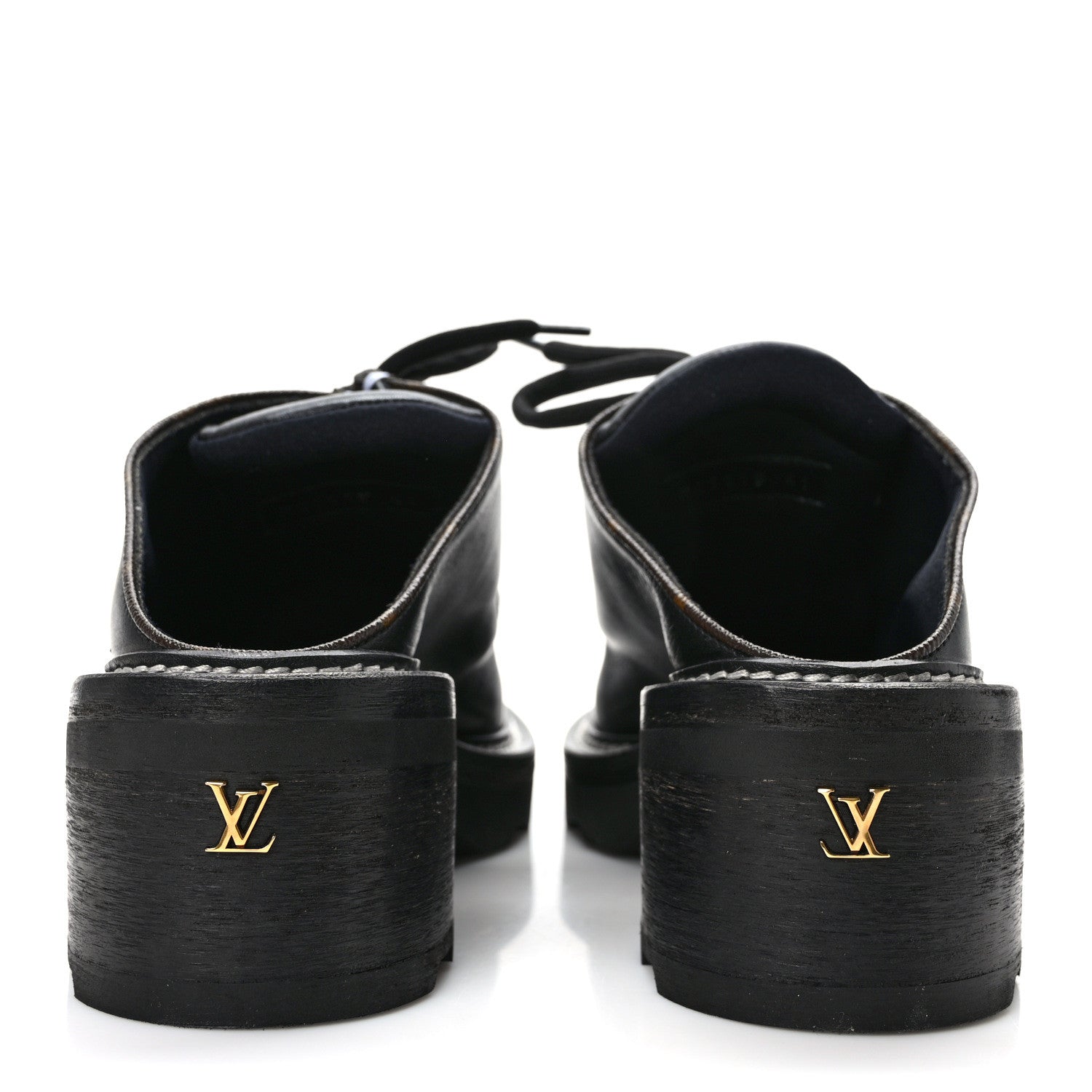 Louis Vuitton Calfskin Monogram Beaubourg Open Back Platform Derby Shoes 41 Black 5 of 9