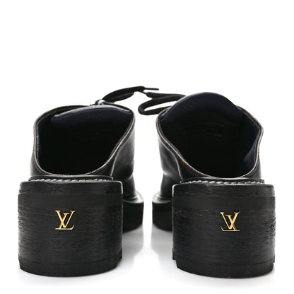 Louis Vuitton Calfskin Monogram Beaubourg Open Back Platform Derby Shoes 41 Black 5 of 9