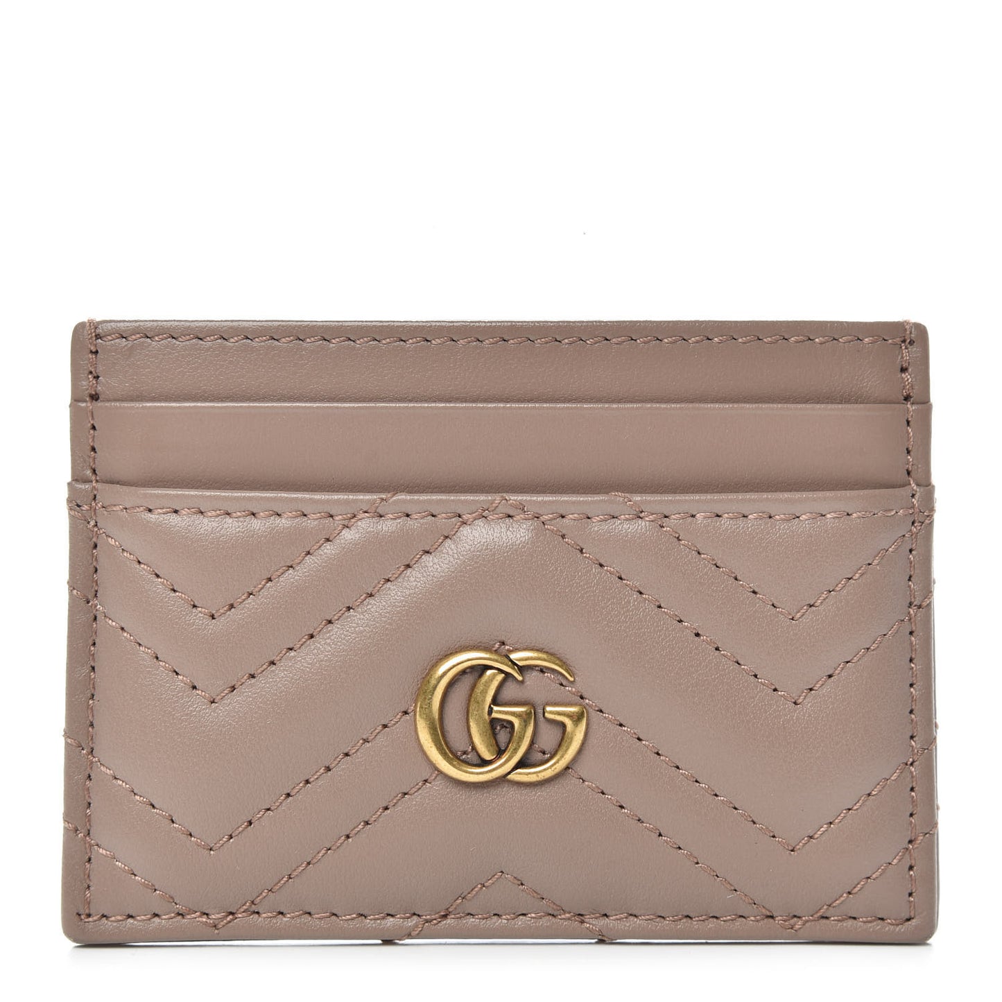 Calfskin Matelasse GG Marmont Card Holder Porcelain Rose