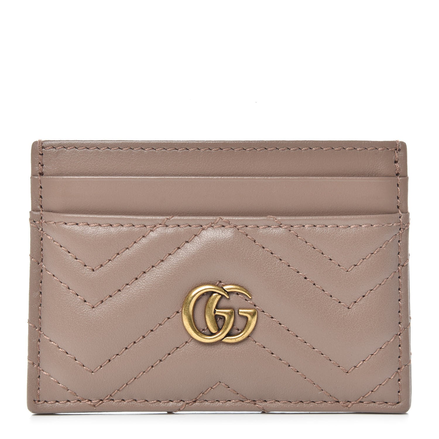 Gucci Calfskin Matelasse GG Marmont Card Holder Porcelain Rose 1 of 6