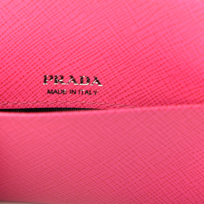 Prada Saffiano Metal Zip Card Holder Neon Pink 8 of 8