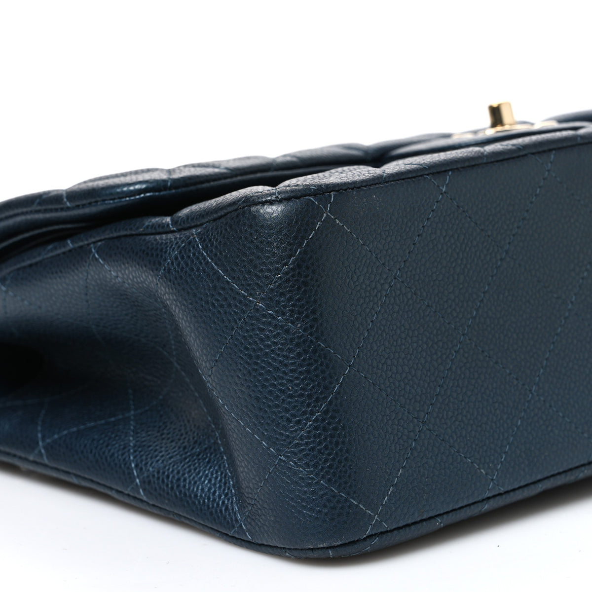 Chanel Metallic Caviar Quilted Jumbo Double Flap Blue 9 of 10