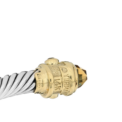David Yurman Sterling Silver 14K Yellow Gold Citrine Peridot 5mm Cable Renaissance Bracelet 4 of 4