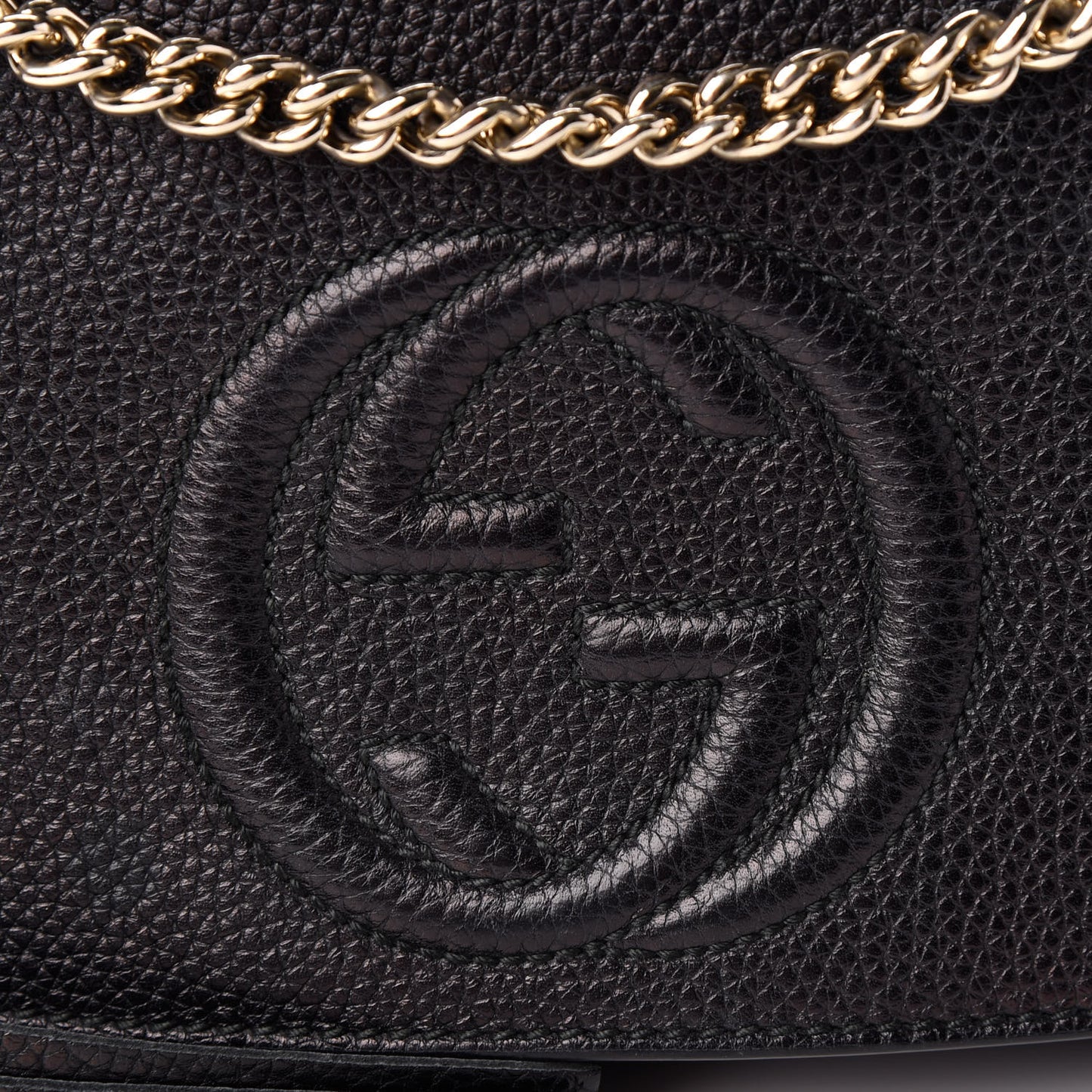 Pebbled Calfskin Medium Soho Flap Crossbody Black