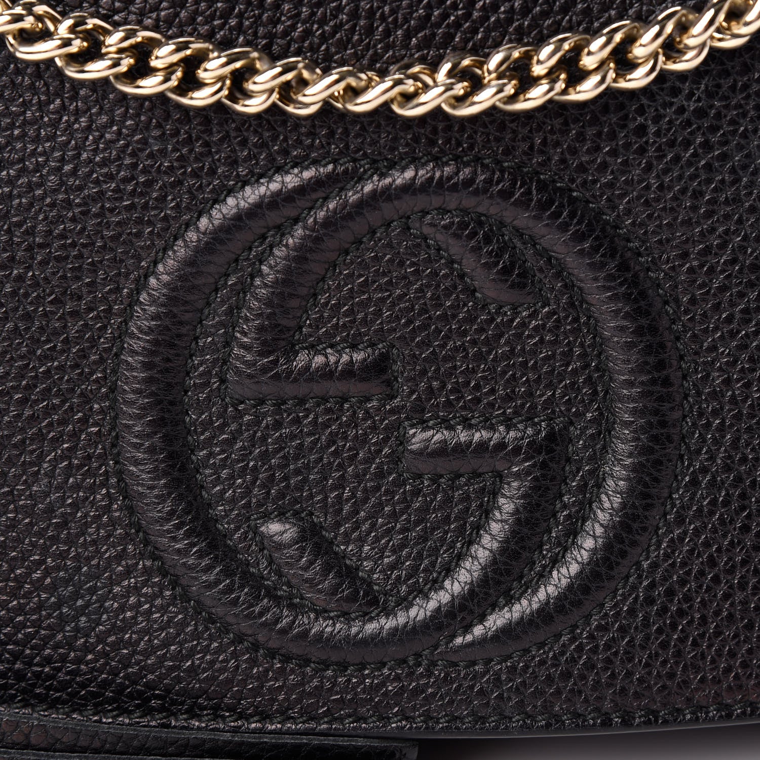 Gucci Pebbled Calfskin Medium Soho Flap Crossbody Black 7 of 9