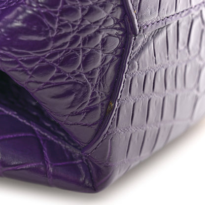 Bottega Veneta Calfskin Crocodile Embossed Doll Top Handle Bag Purple 11 of 11