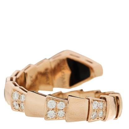 Bulgari 18K Rose Gold Diamond Black Onyx Serpenti Viper Ring XXL 3 of 5
