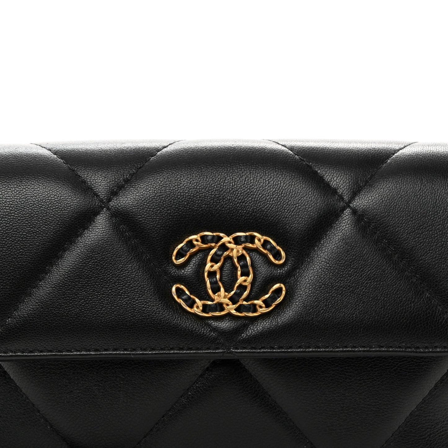 Lambskin Quilted 19 Flap Clutch Black