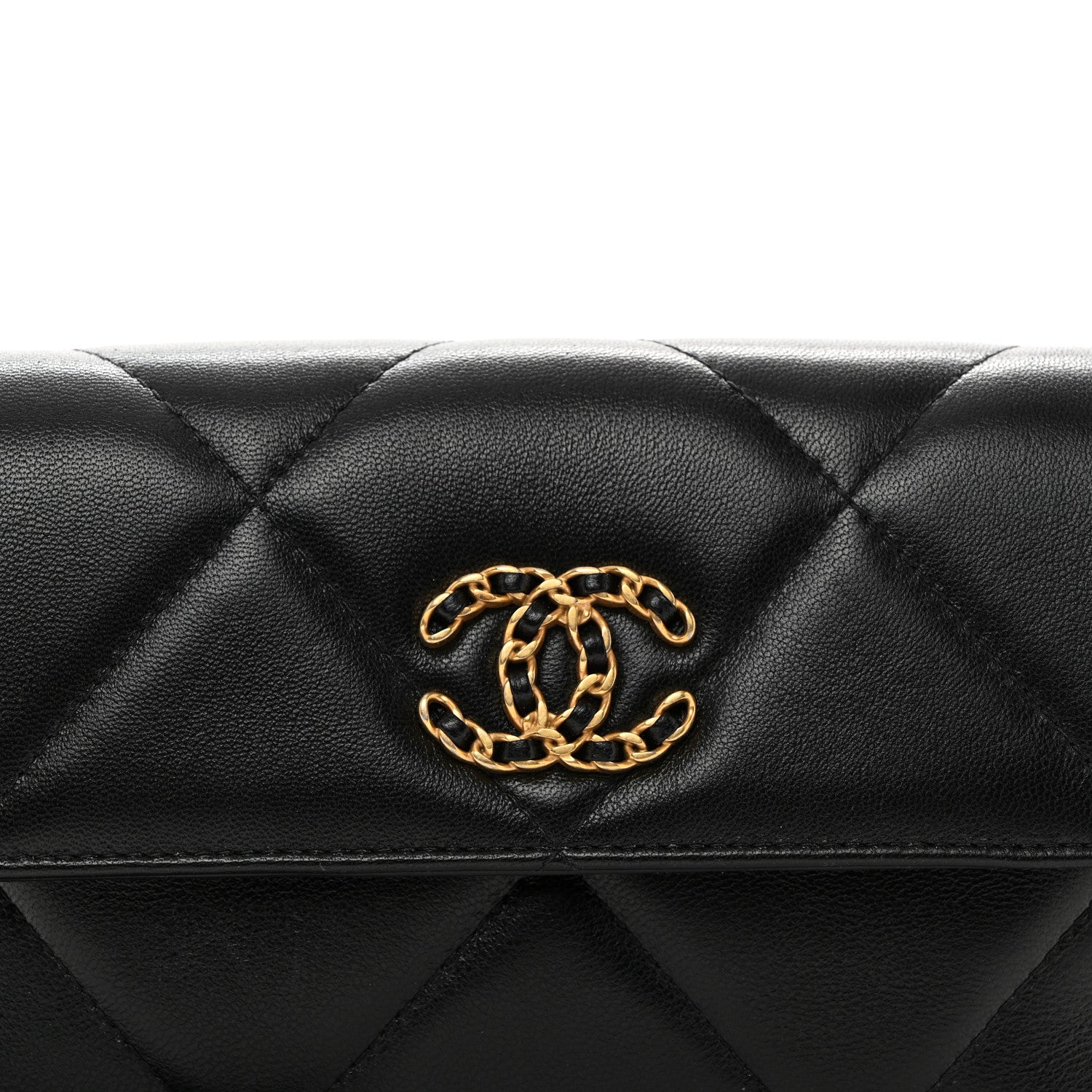 Chanel Lambskin Quilted 19 Flap Clutch Black 9 of 12