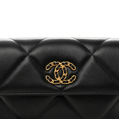 Chanel Lambskin Quilted 19 Flap Clutch Black 9 of 12