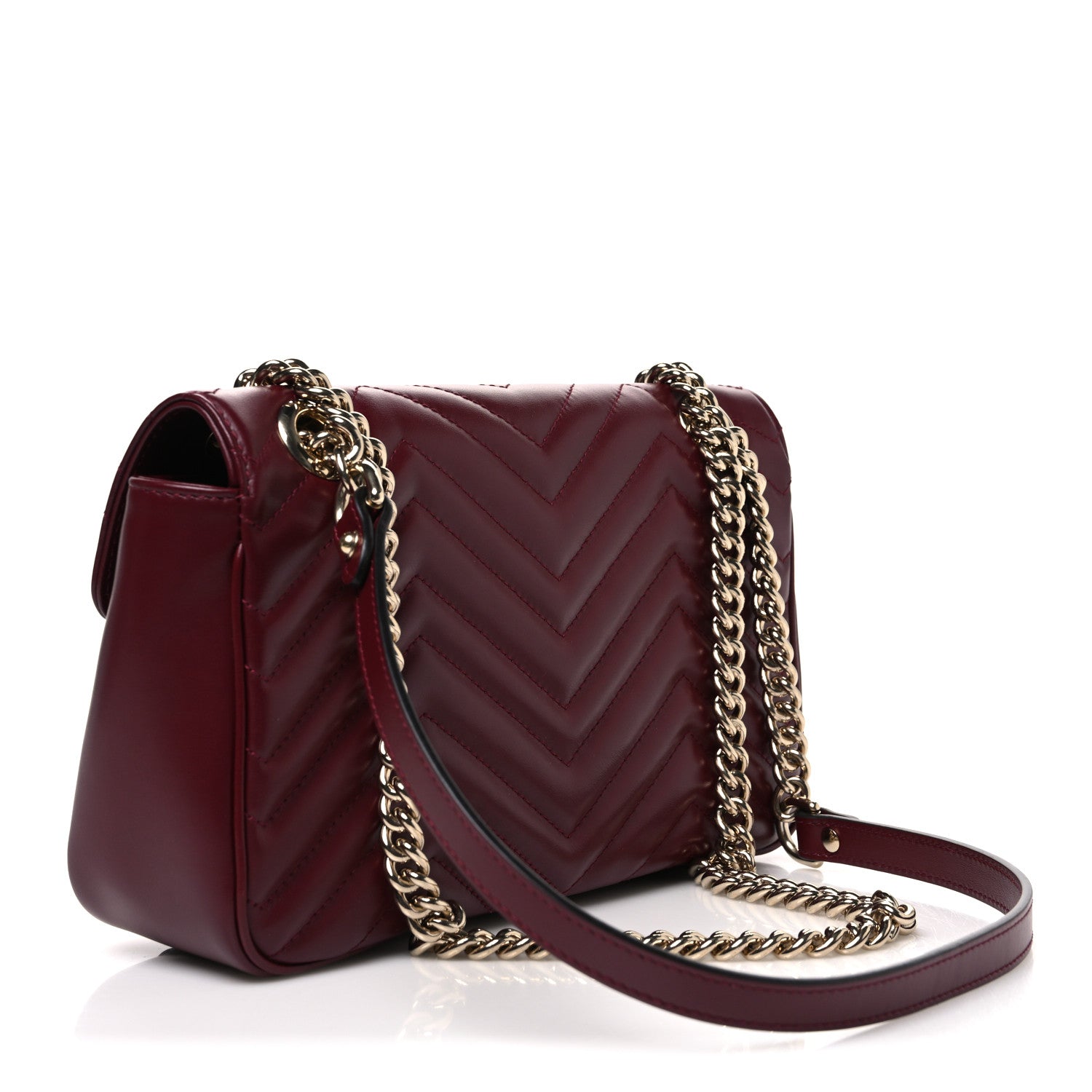 Gucci Calfskin Matelasse Medium GG Marmont Shoulder Bag Rosso Ancora Red 3 of 10