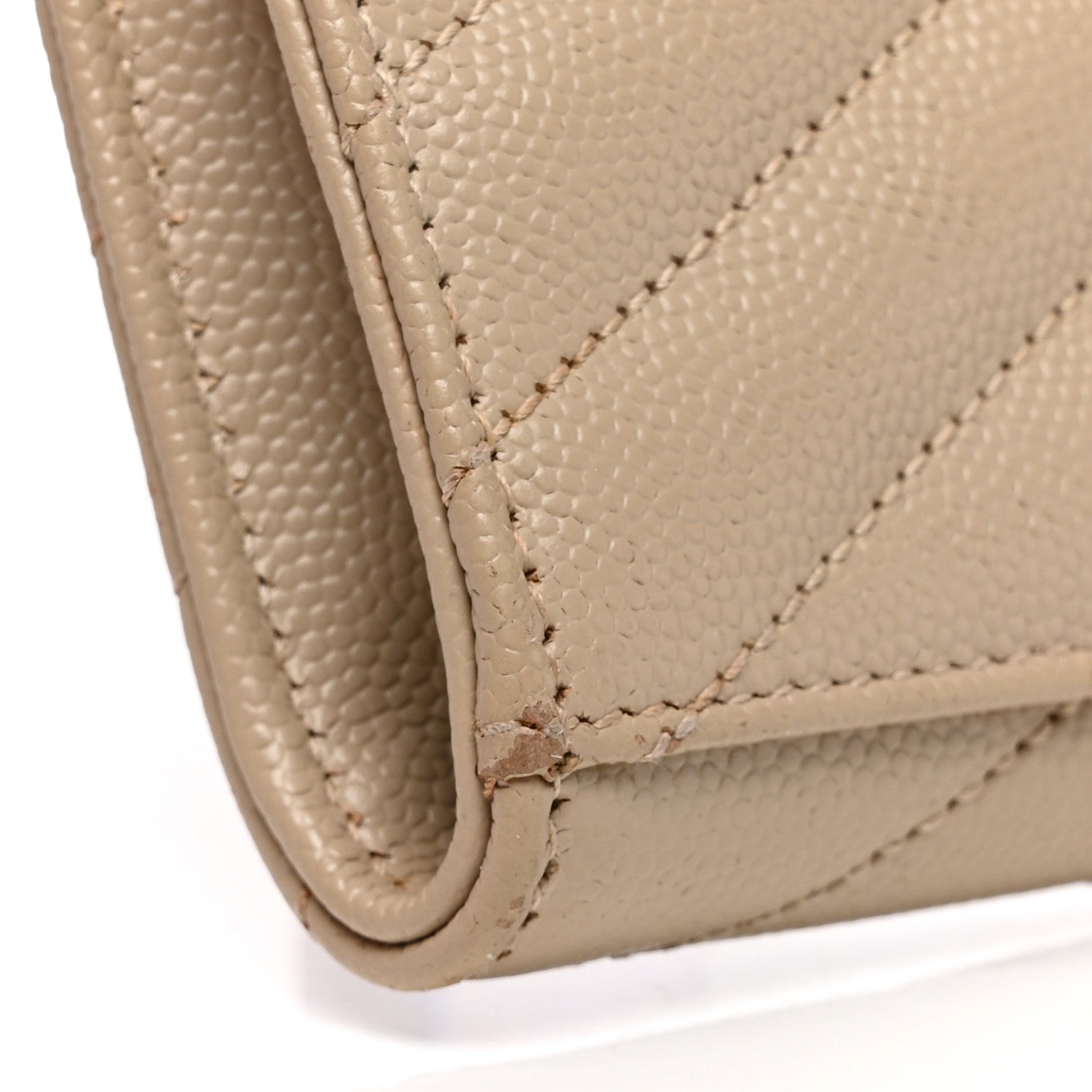Saint Laurent Grain De Poudre Matelasse Chevron Monogram Envelope Clutch Dark Beige 8 of 10