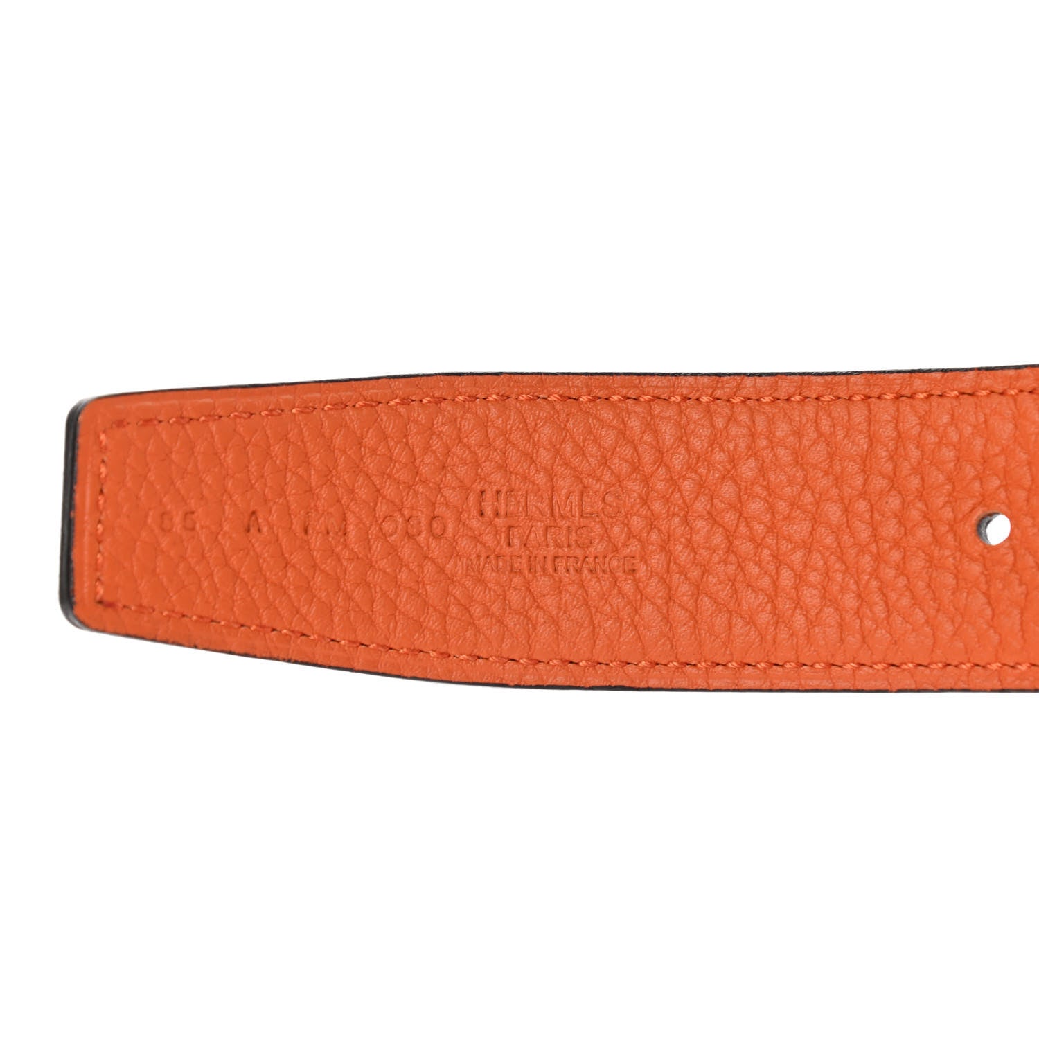 Hermes Box Togo 32mm H Belt 85 Black Orange 3 of 7