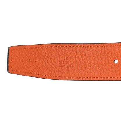 Hermes Box Togo 32mm H Belt 85 Black Orange 3 of 7