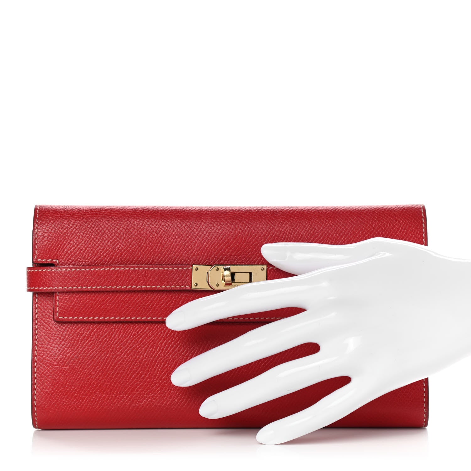 Hermes Epsom Verso Kelly Longue Wallet Rouge Casaque Bleu Thalassa 2 of 15
