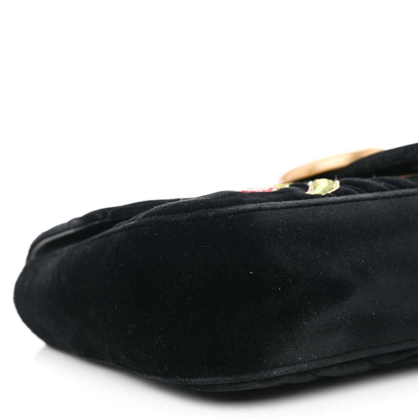 Velvet Matelasse Loved Embroidered Medium GG Marmont Shoulder Bag Black