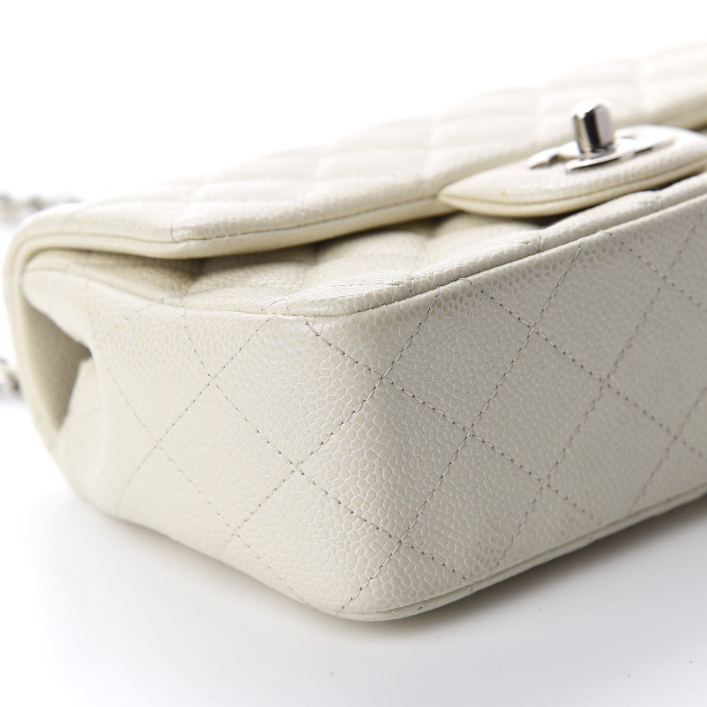 Caviar Quilted Mini Rectangular Flap White