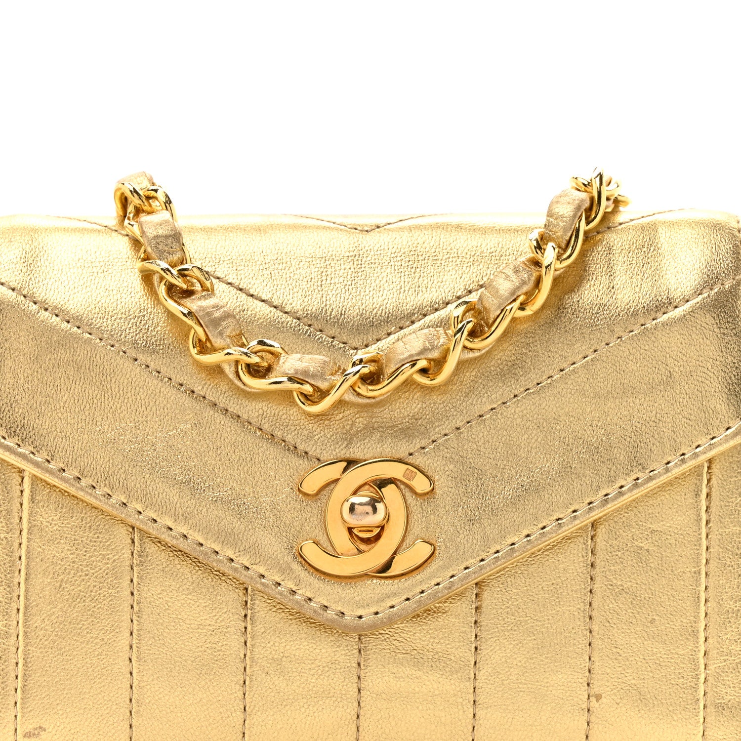 Chanel Metallic Lambskin Quilted Mini Flap Gold 7 of 12