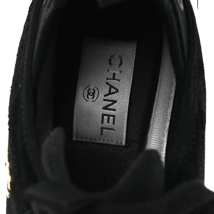 Chanel Velvet Calfskin Mixed Fibers CC Sneakers 38.5 Black 9 of 15
