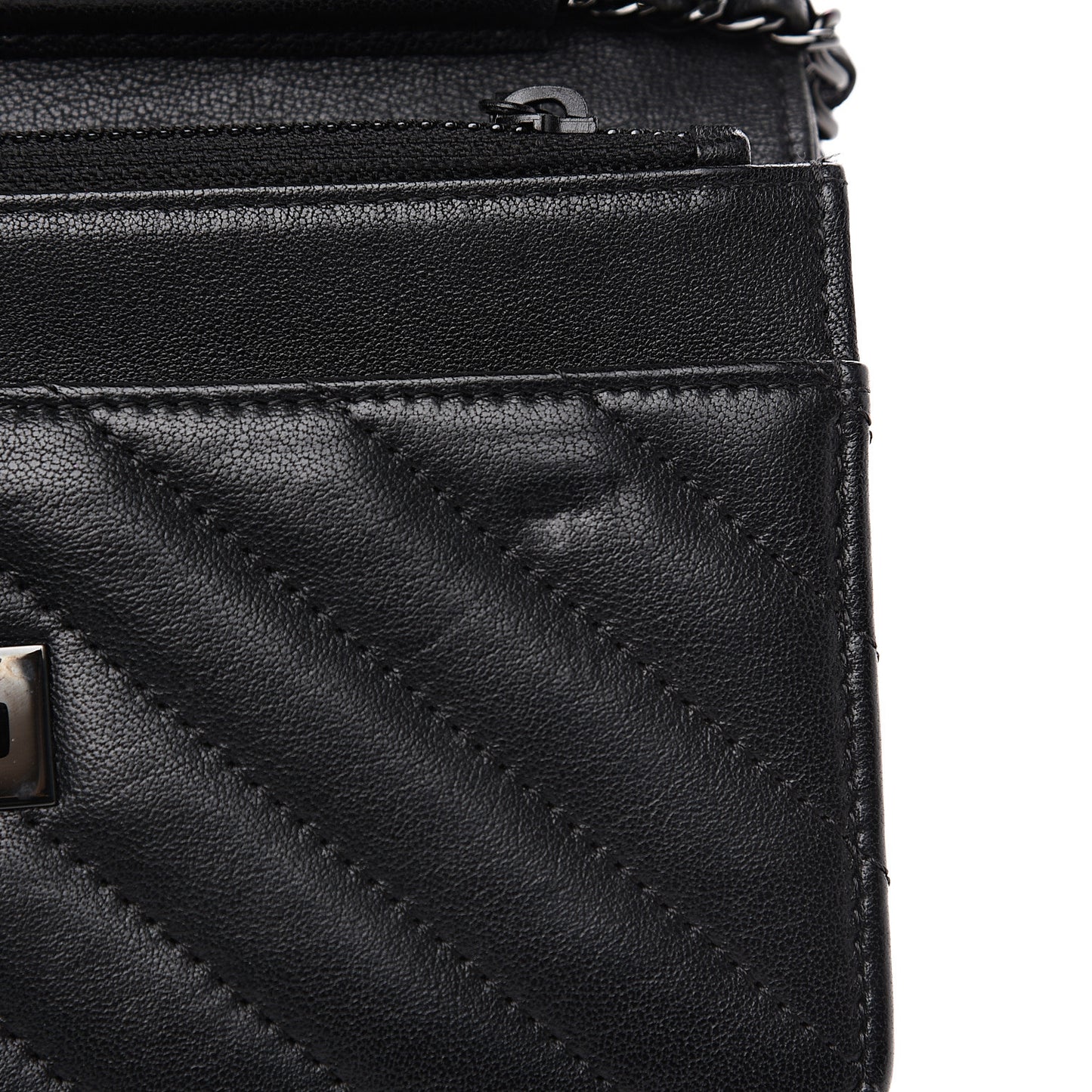 Sheepskin Chevron Reissue Wallet On Chain WOC So Black
