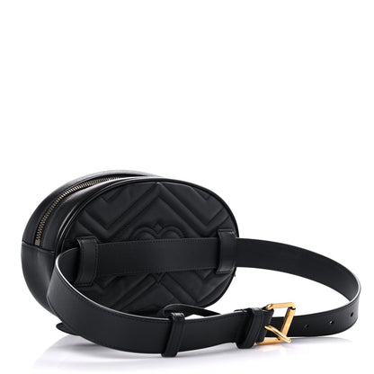 Gucci Calfskin Matelasse GG Marmont Belt Bag 75 30 Black 3 of 13