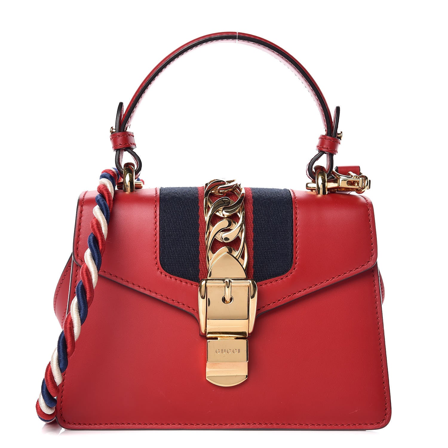 Gucci Calfskin Mini Sylvie Top Handle Bag Hibiscus Red 3 of 17