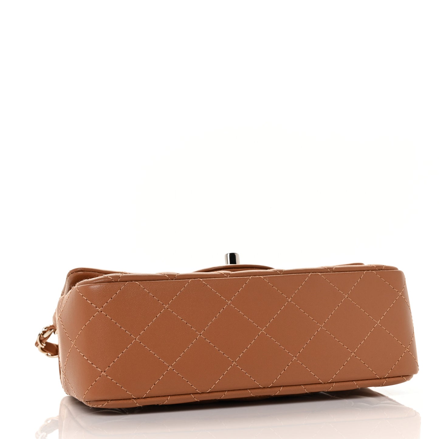 Lambskin Quilted Mini Rectangular Flap Brown