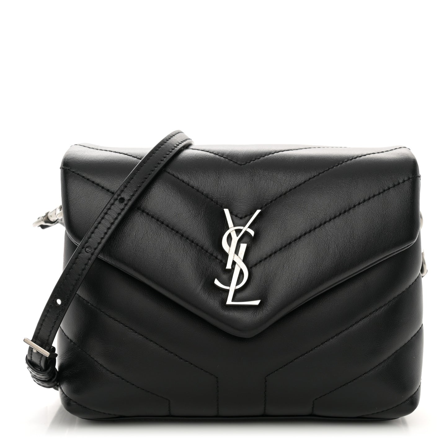 Calfskin Y Quilted Monogram Toy Loulou Crossbody Bag Black