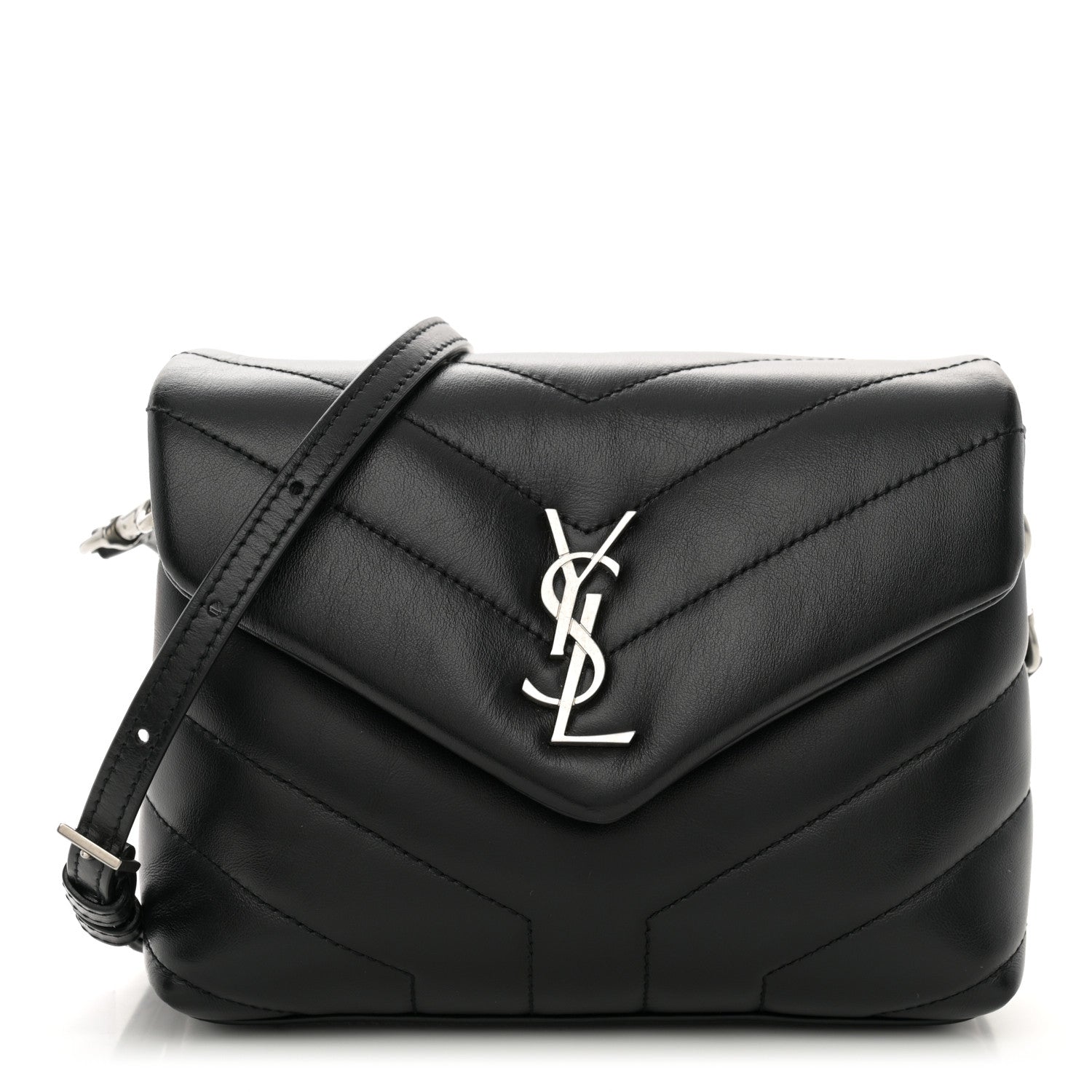 Saint Laurent Calfskin Y Quilted Monogram Toy Loulou Crossbody Bag Black 1 of 11