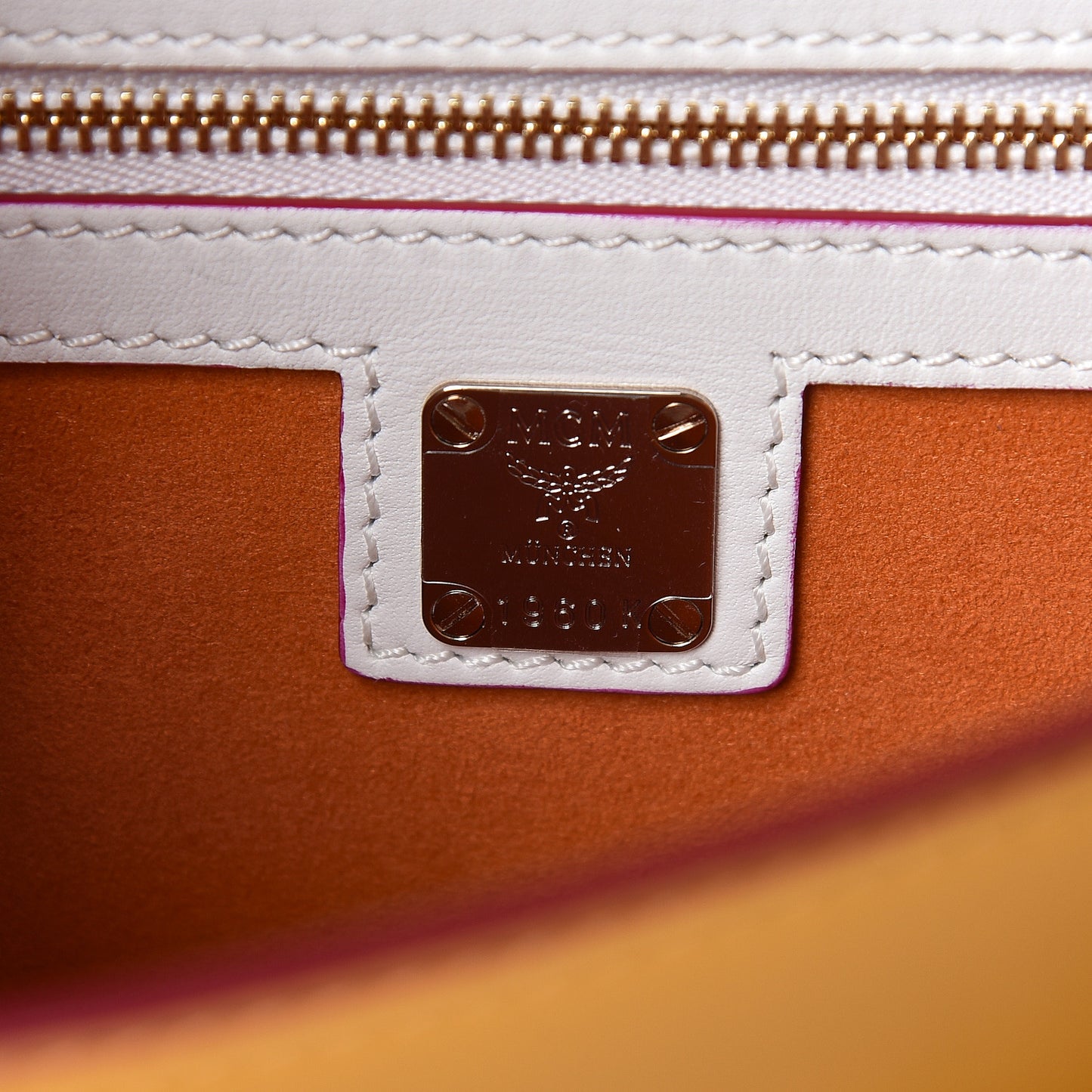Visetos Small Patricia Satchel Cognac White