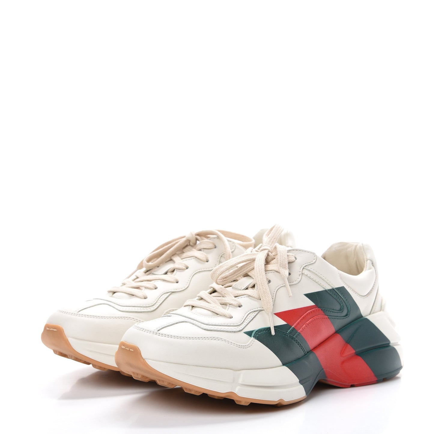 Calfskin Web Printed Mens Rhyton Sneakers 7.5 Mystic White