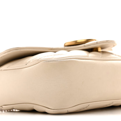 Gucci Calfskin Matelasse Super Mini GG Marmont Shoulder Bag White 9 of 17