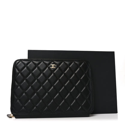 Chanel Lambskin Quilted Large Zip Around Organizer Wallet Black 9 of 9