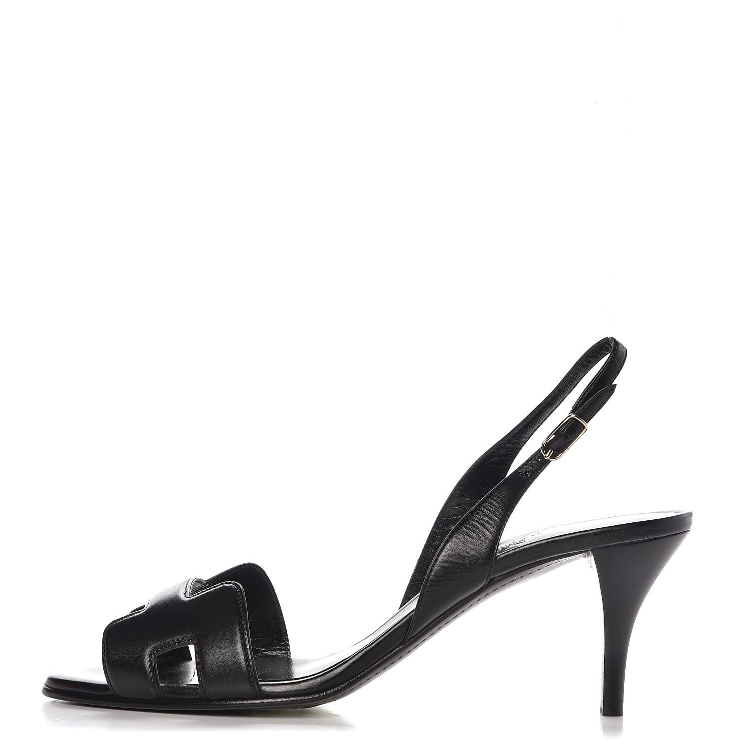 Hermes Calfskin Night 70 Slingback Sandals 38.5 Black 1 of 8