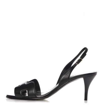 Hermes Calfskin Night 70 Slingback Sandals 38.5 Black 1 of 8