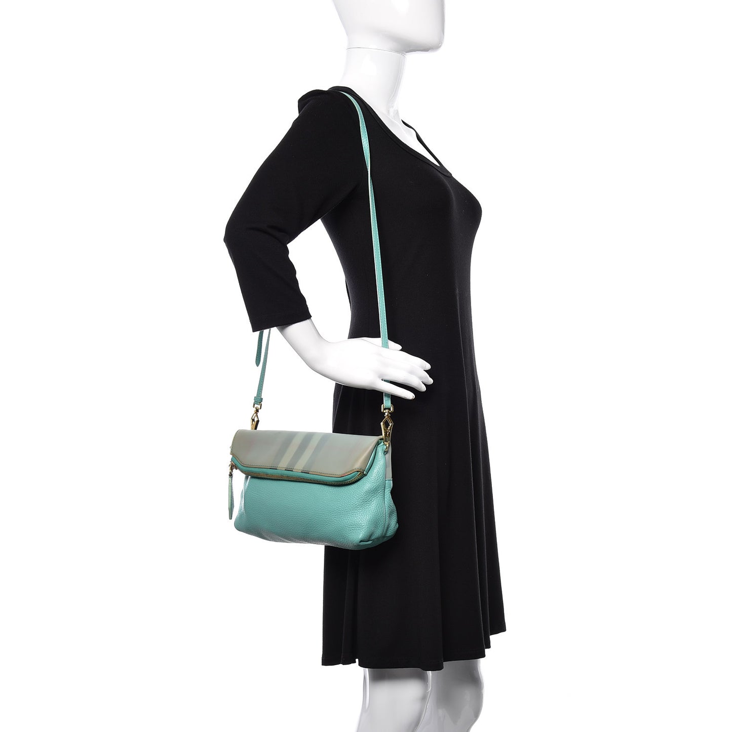 Deerskin House Check Fold Over Crossbody Bright Mint