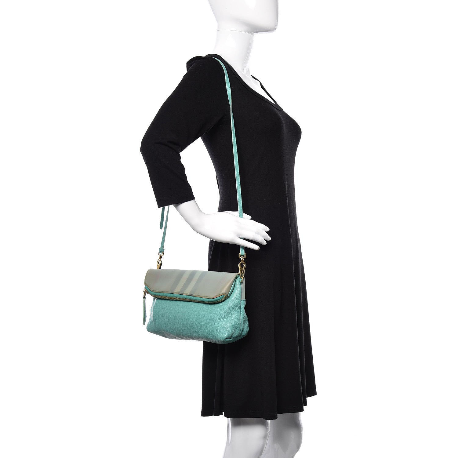 Burberry Deerskin House Check Fold Over Crossbody Bright Mint 2 of 15