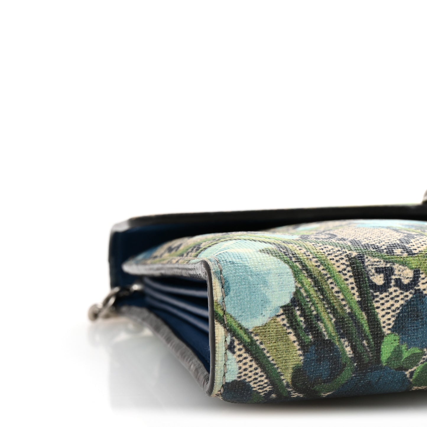 GG Supreme Monogram Blooms Mini Dionysus Chain Wallet Beige Blue Navy Vintage Blue