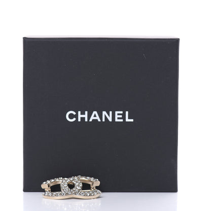 Chanel Crystal CC Brooch Light Gold 5 of 5