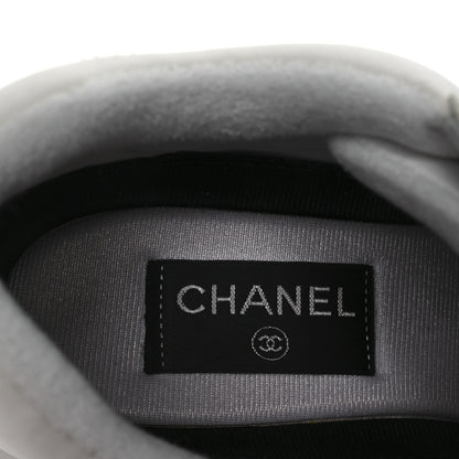 Chanel Suede Calfskin Fabric CC Sneakers 39.5 White 9 of 13