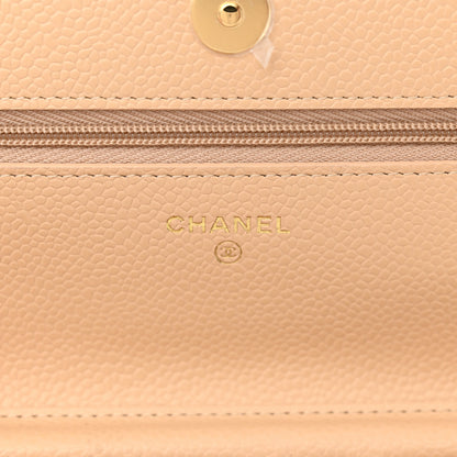 Chanel Caviar Quilted Wallet on Chain WOC Beige 6 of 12