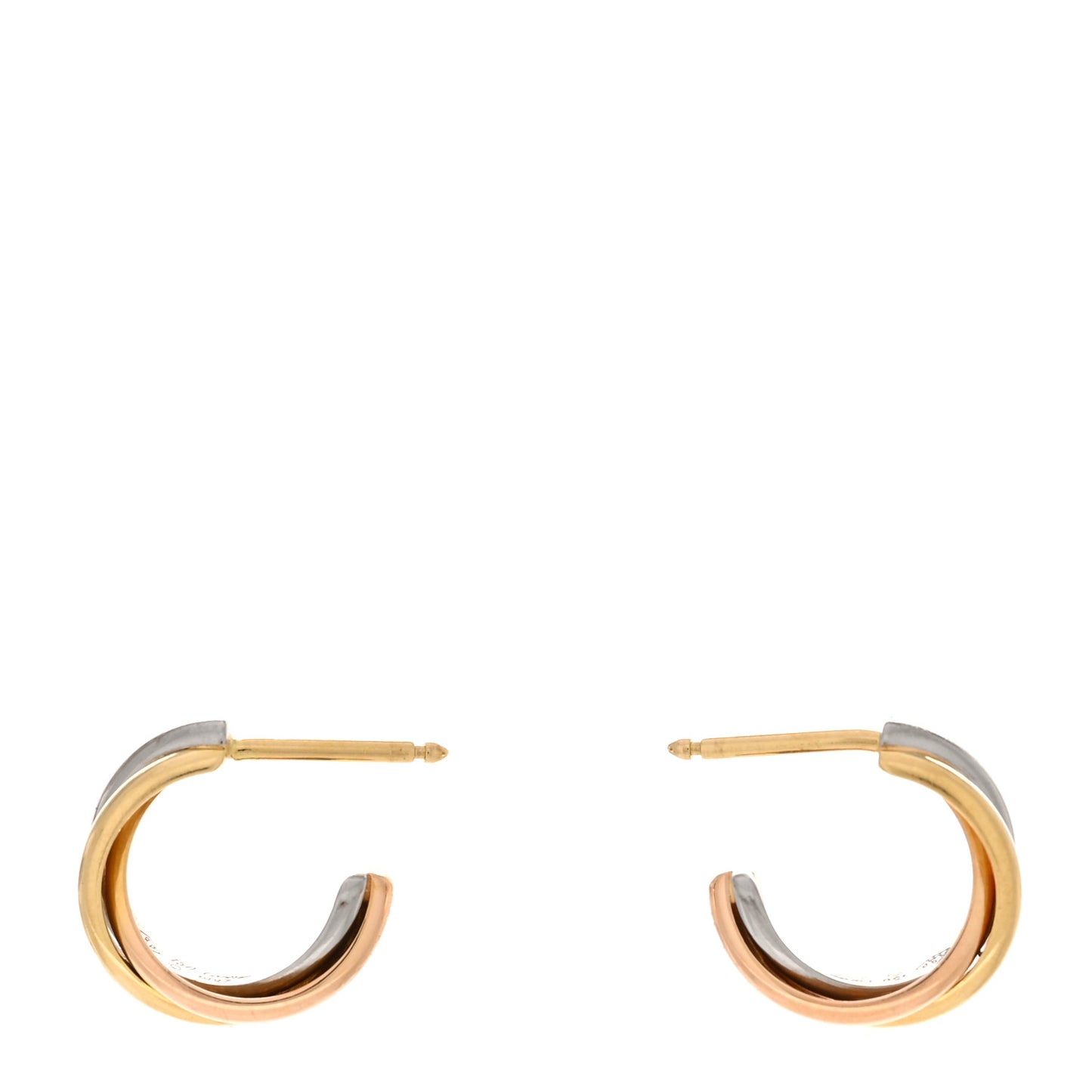 18K Pink Yellow White Gold Small Trinity Hoop Earrings
