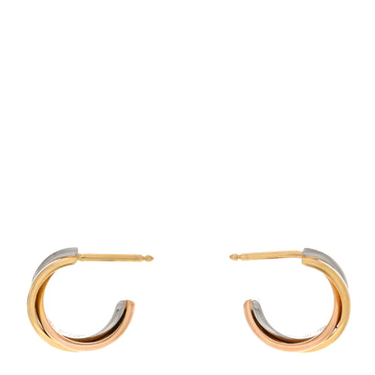 Cartier 18K Pink Yellow White Gold Small Trinity Hoop Earrings 3 of 4