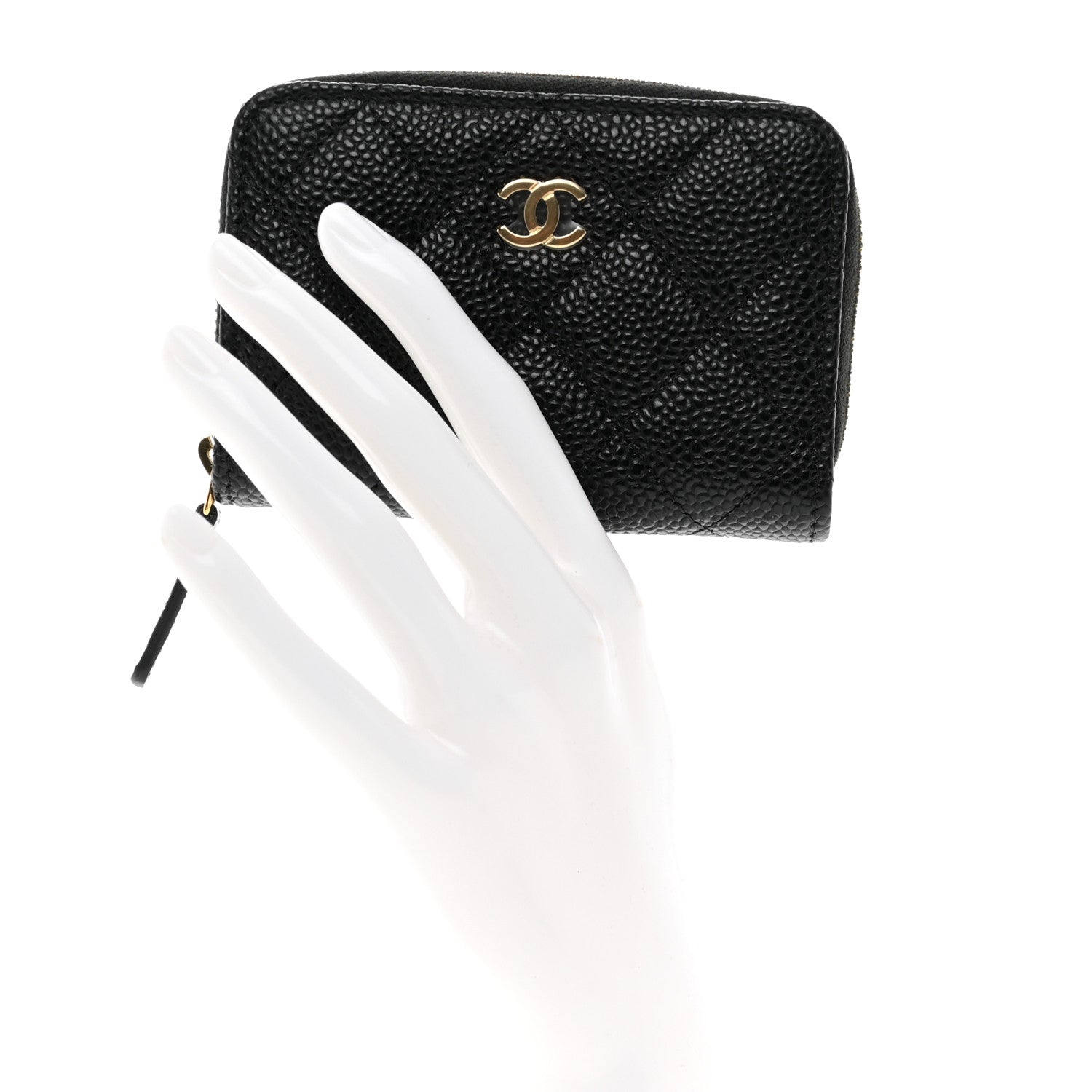Chanel Caviar Quilted Zip Coin Purse Black 3 of 10