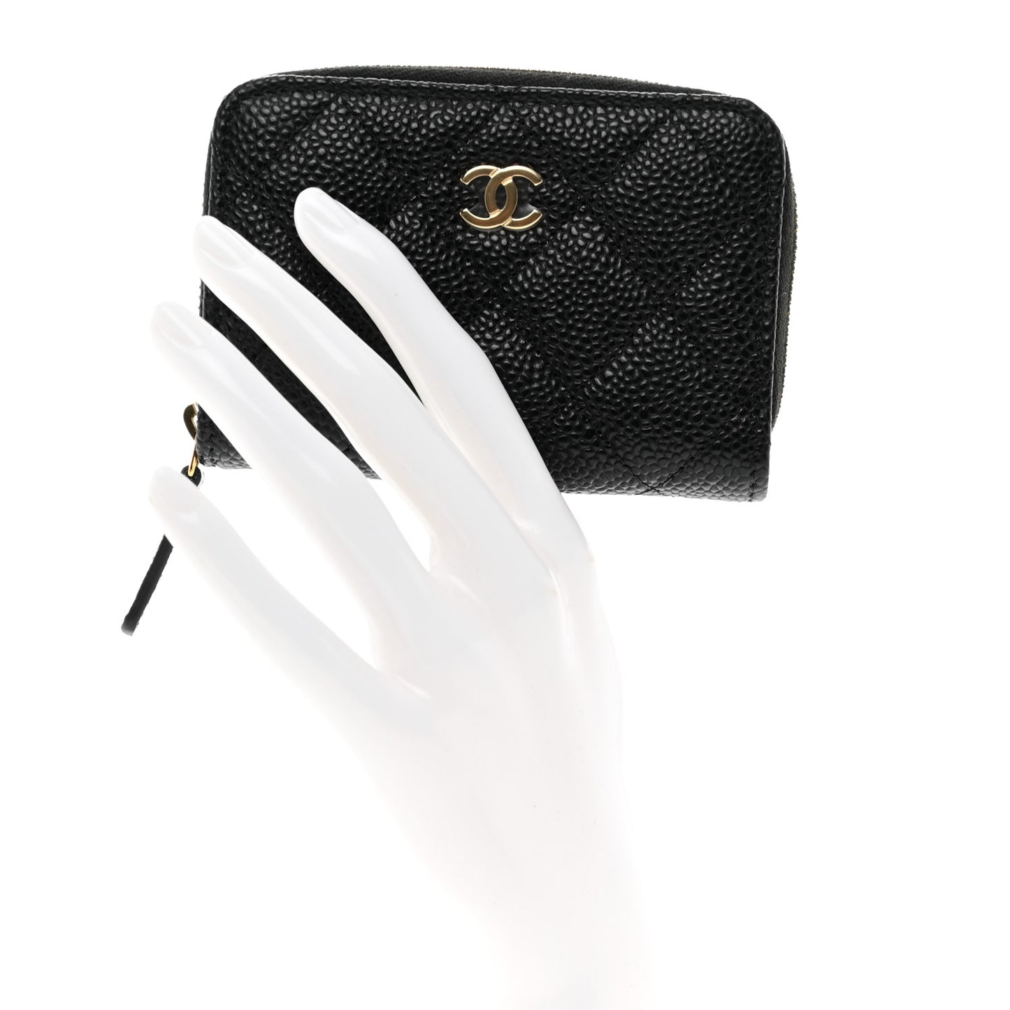 Caviar Quilted Zip Coin Purse Black