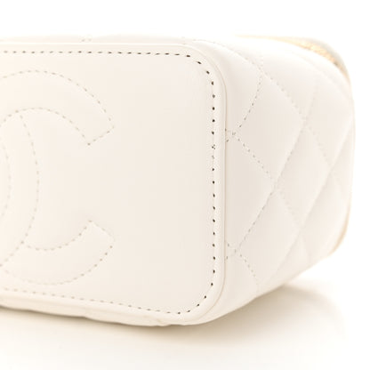 Chanel Lambskin Quilted Pearl Crush Small Vanity Case With Chain White 10 of 12